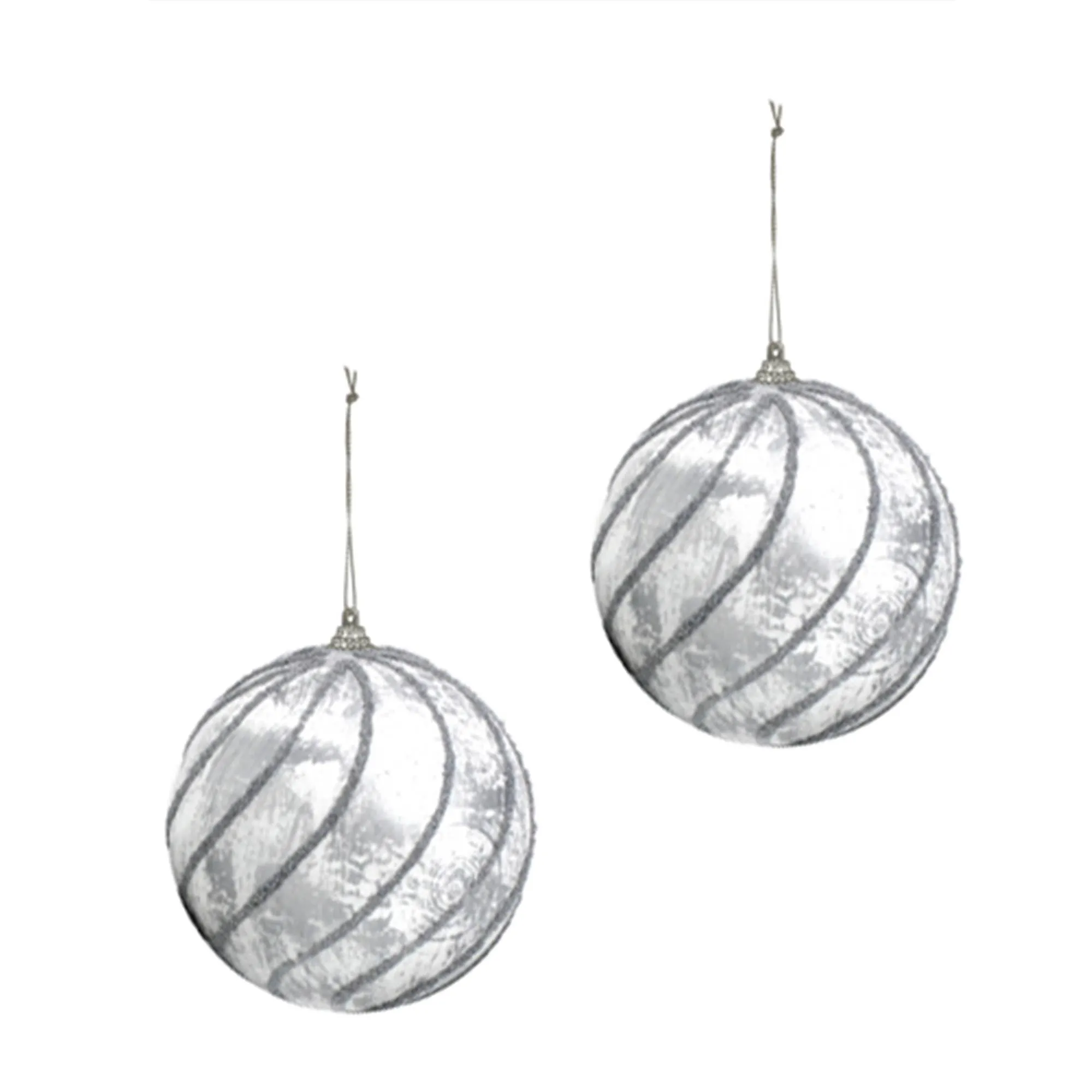 10CM BALL WITH SILVER SLANT LINES  (2 PCS)