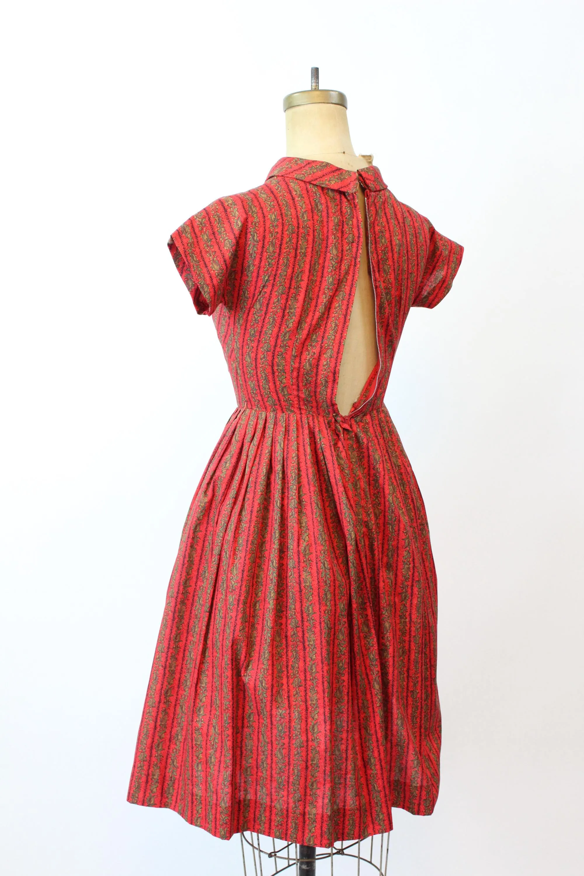 1950s TOMMY CAROL cotton floral dress xxs | new fall winter