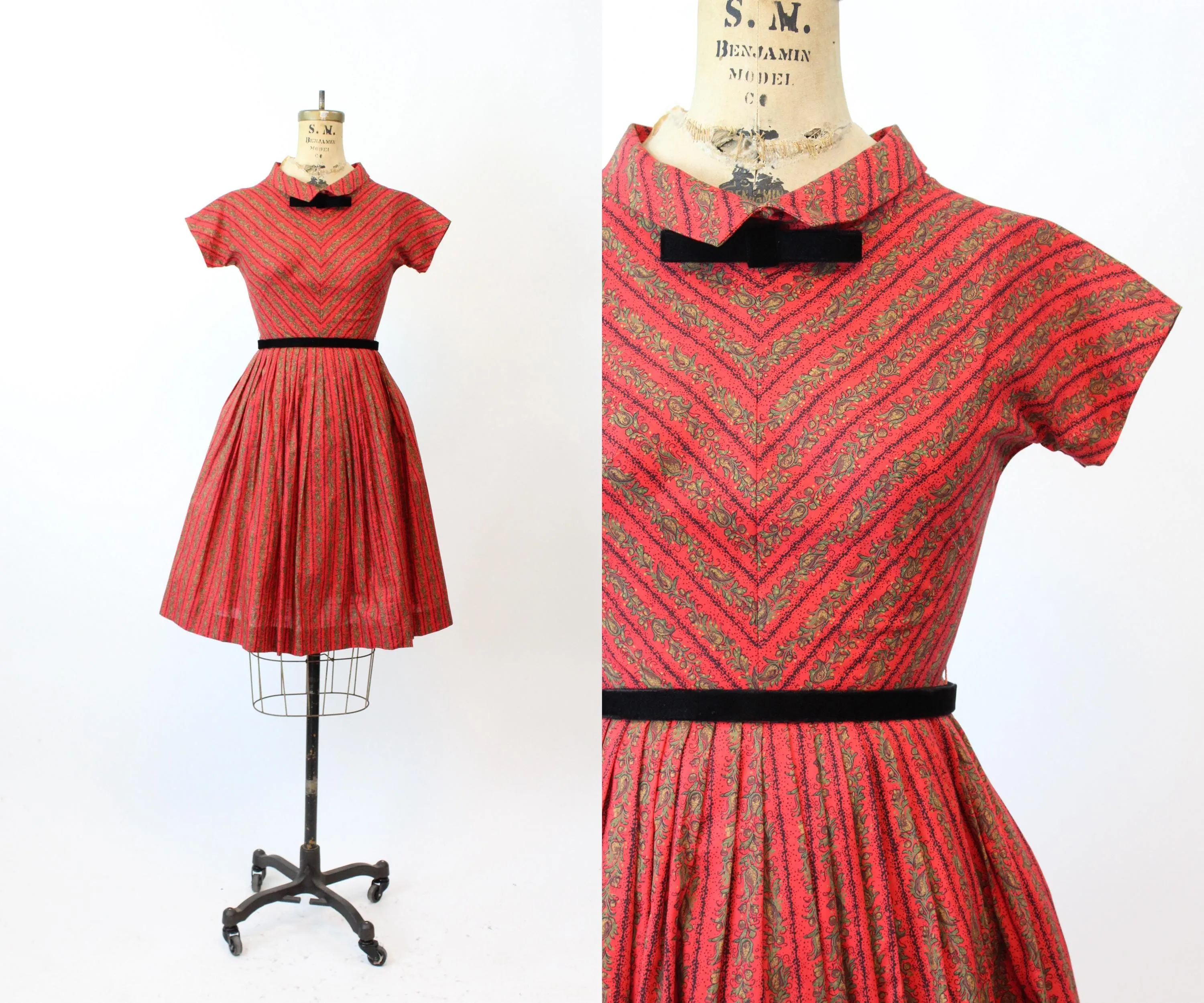 1950s TOMMY CAROL cotton floral dress xxs | new fall winter