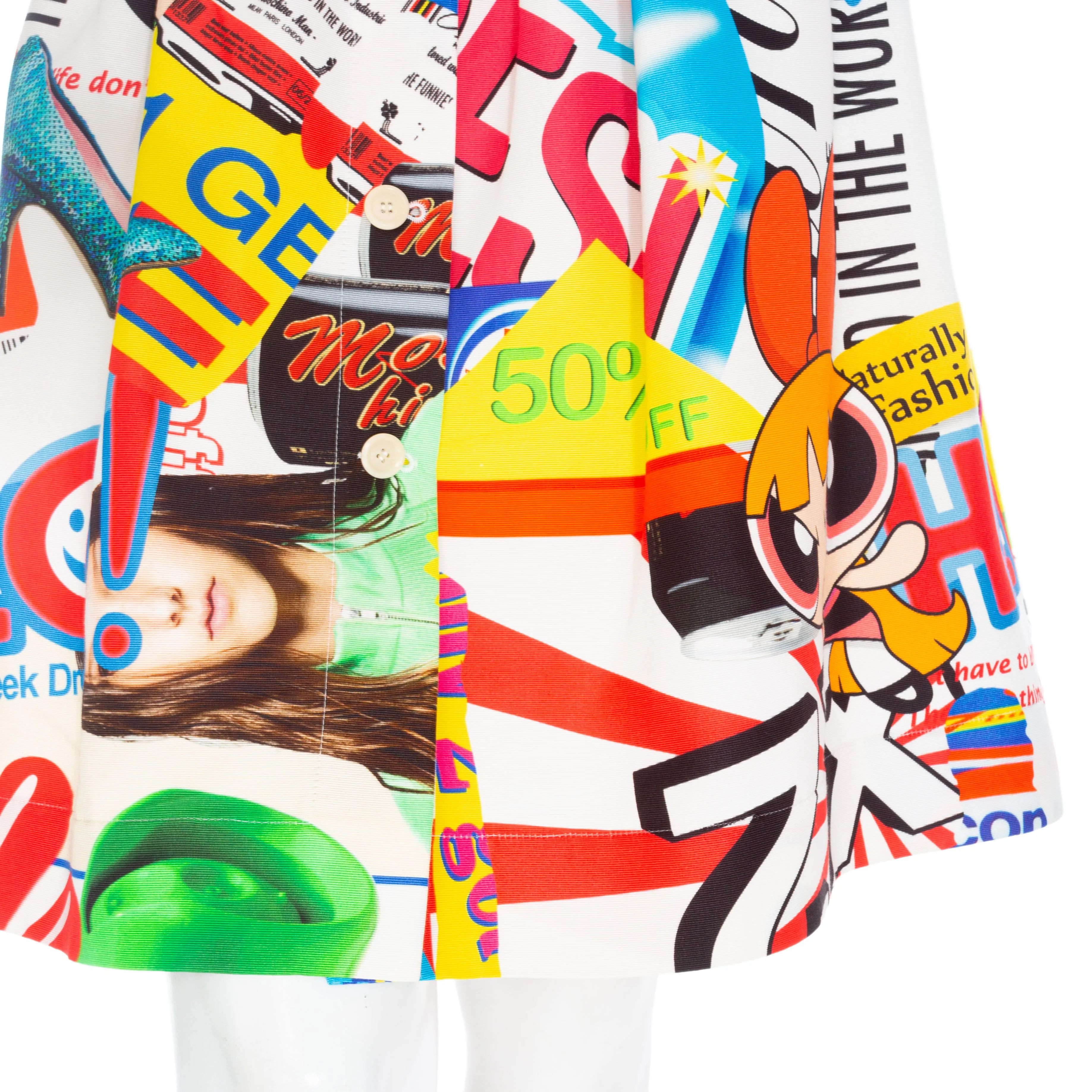 2016 Multicolored Cotton-Blend Collage Print A-Line Skirt