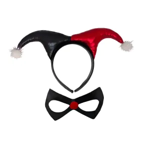 2pcs Red Black Harley Quinn Style Headband set