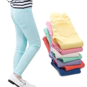 3-12-year-old girls pencil pants elastic baby Leggings 2024new slim fit children's Leggings solid color imitation jeans