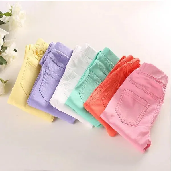 3-12-year-old girls pencil pants elastic baby Leggings 2024new slim fit children's Leggings solid color imitation jeans