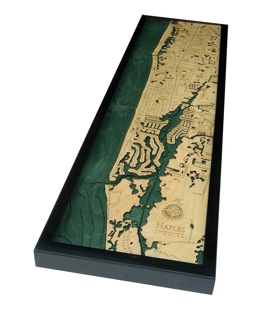 3-D Framed Wood Bathymetric Charts