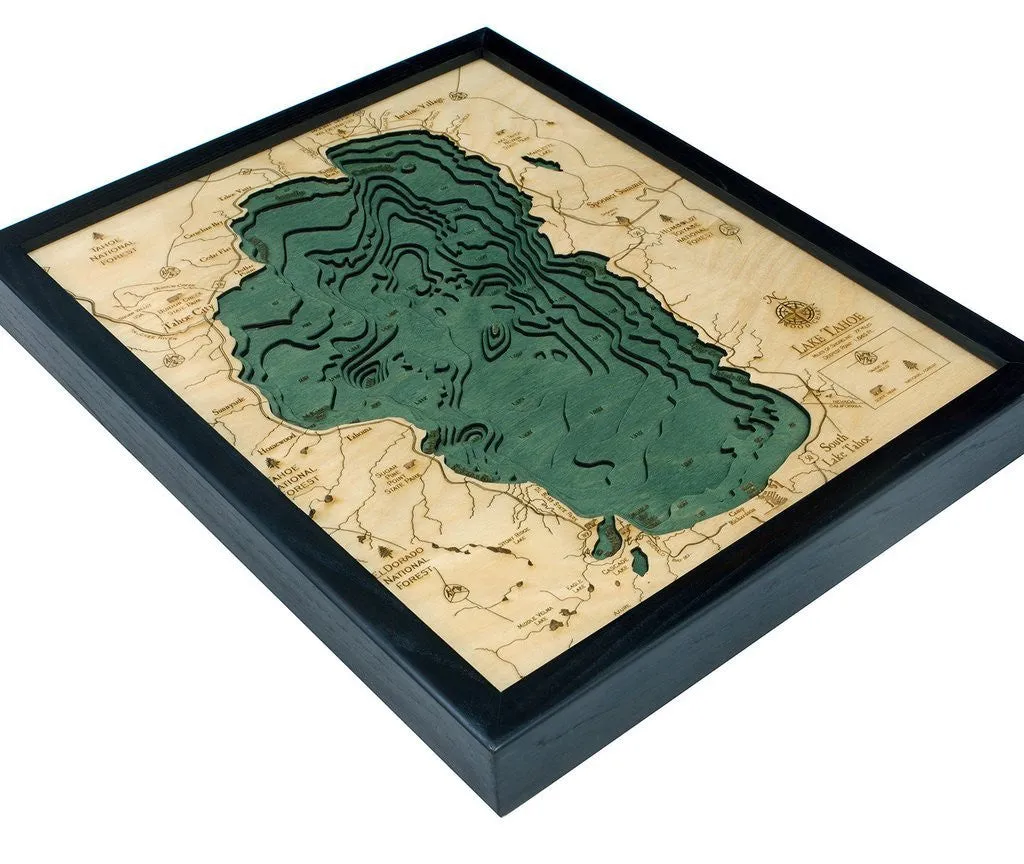 3-D Framed Wood Bathymetric Charts