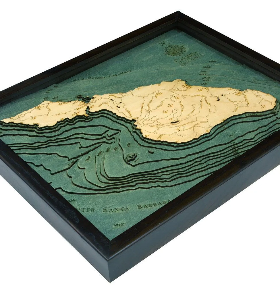 3-D Framed Wood Bathymetric Charts