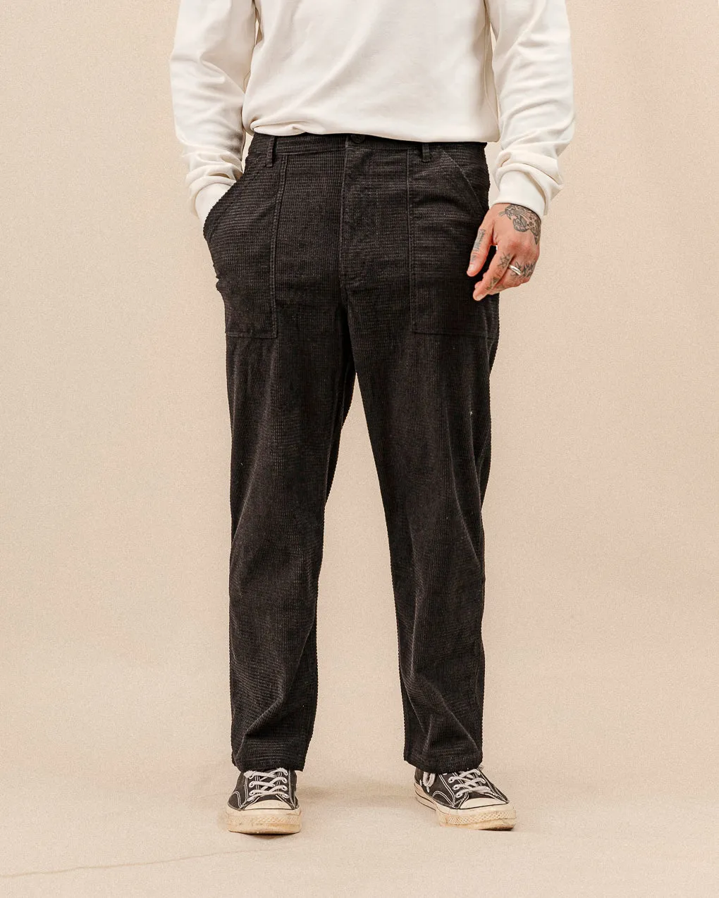 304 Waffle Cord Service Fatigue Pants - Washed Black