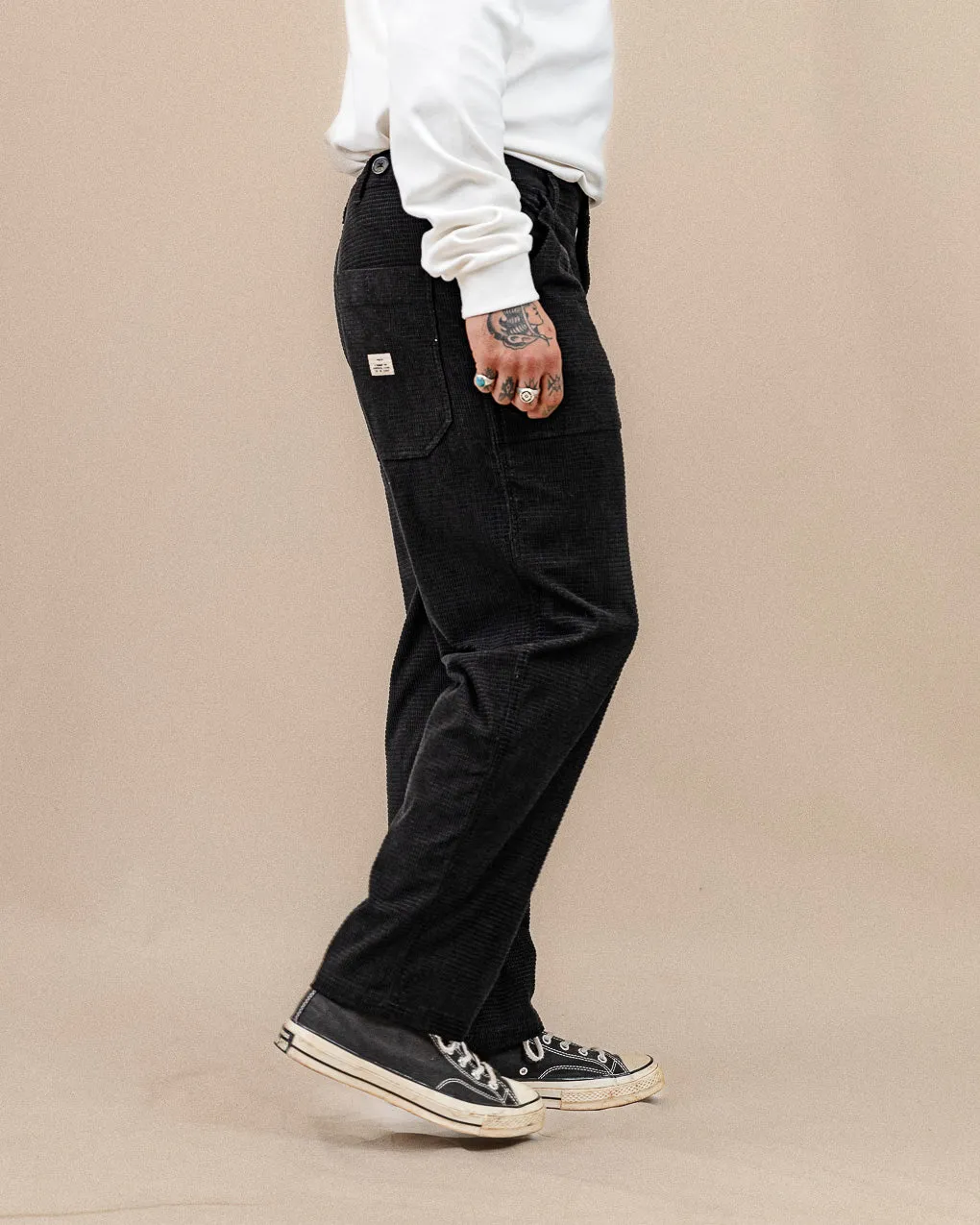 304 Waffle Cord Service Fatigue Pants - Washed Black