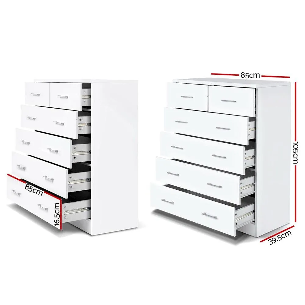 6 Drawer Tallboy White