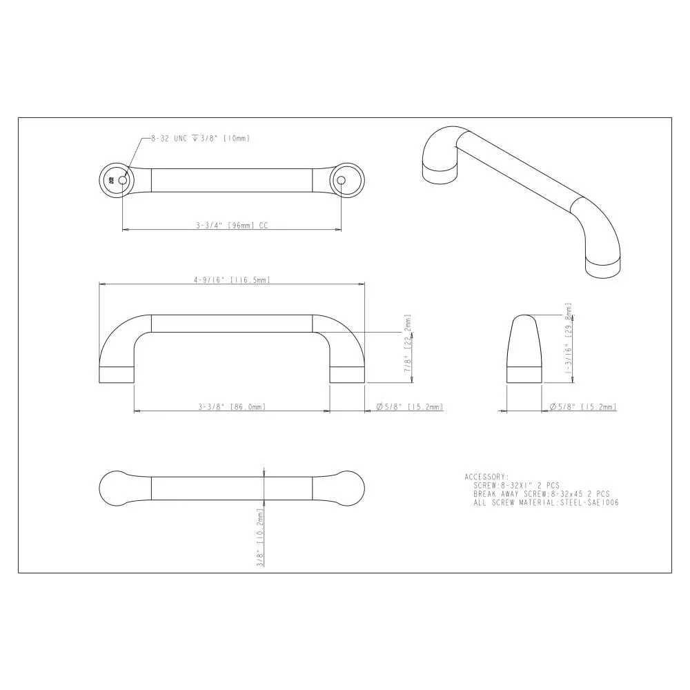 96 mm Center-to-Center Matte Black Loxley Cabinet Pull #329-96MB