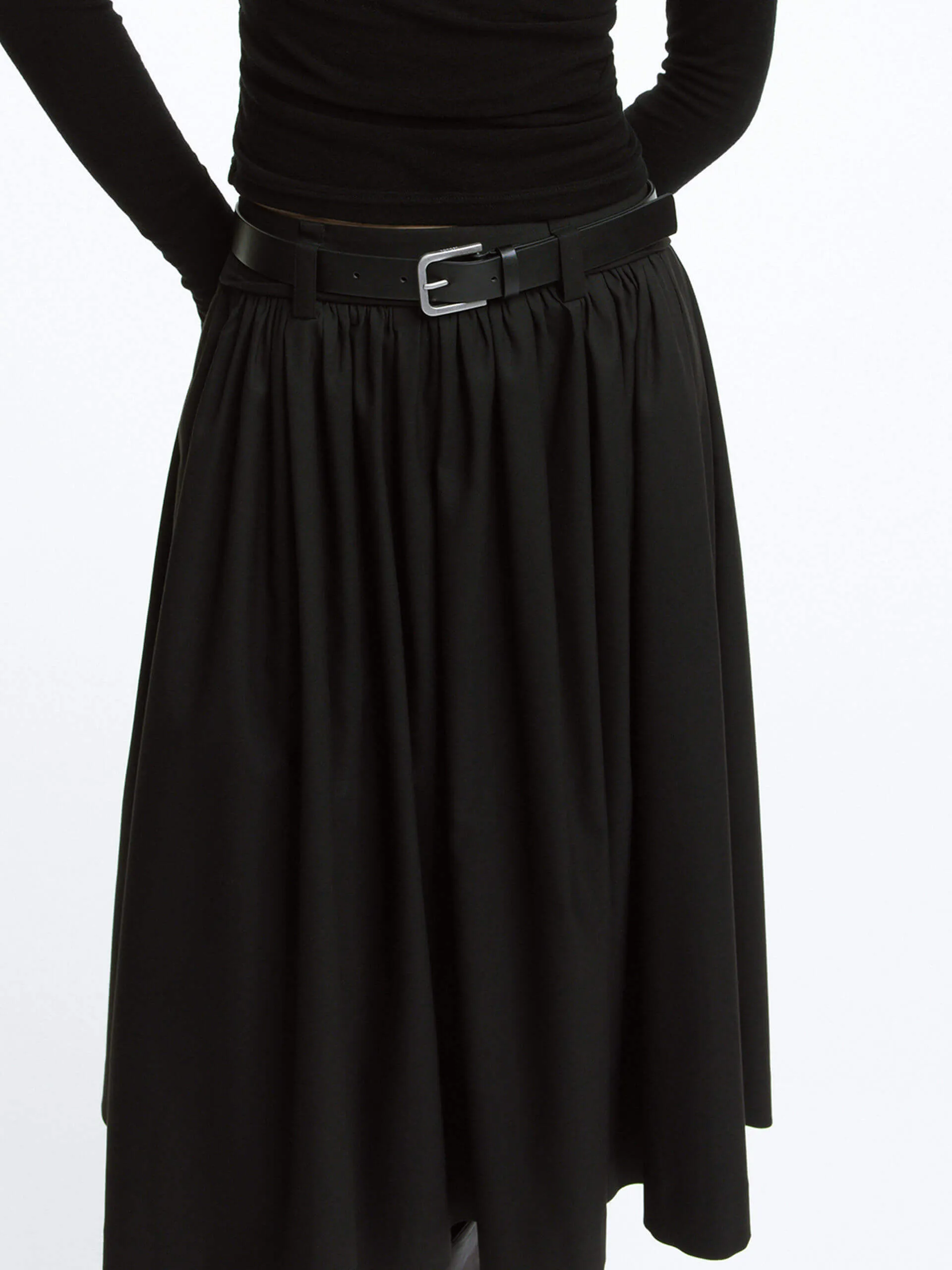 A-line Pleated Skirt with Belt