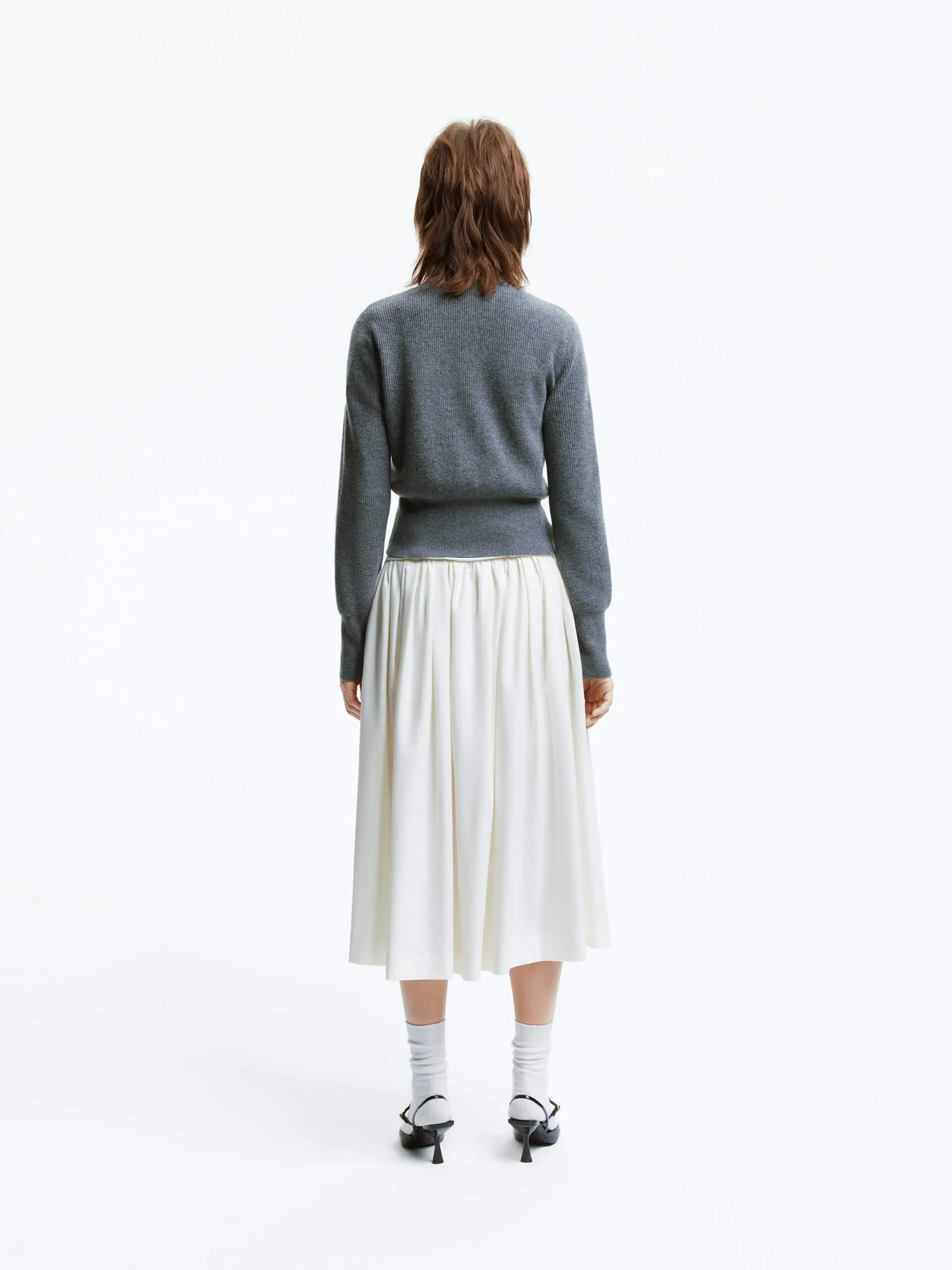 A-line Pleated Skirt with Belt