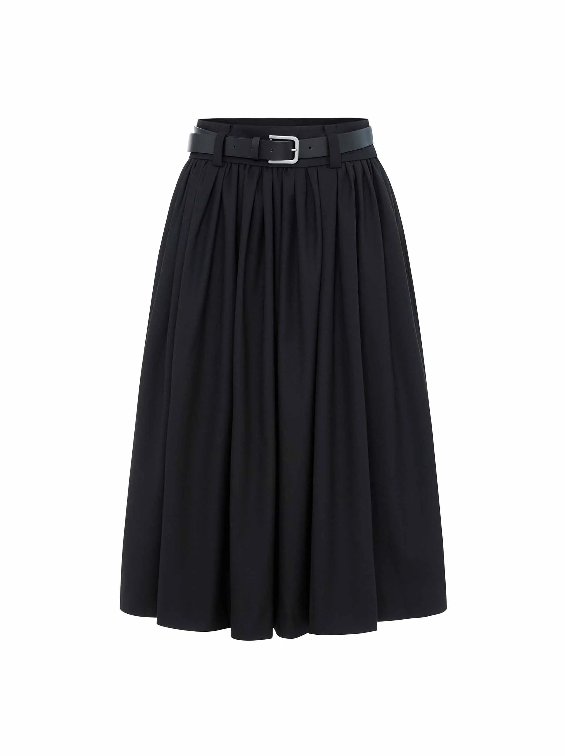 A-line Pleated Skirt with Belt