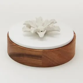 Acacia Wood and Porcelain Blossom Box