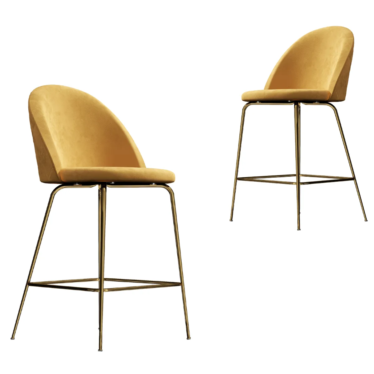 Adie Gold Velvet Barstool Set of Two