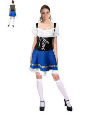 Adult Oktoberfest Bavarian Blue Beer Girl Costume