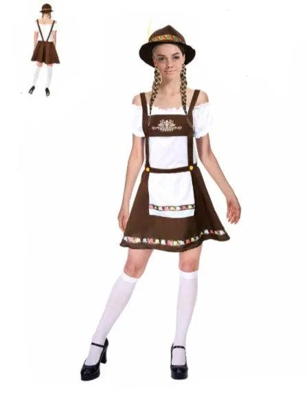 Adult Oktoberfest Bavarian Brown Beer Girl Costume