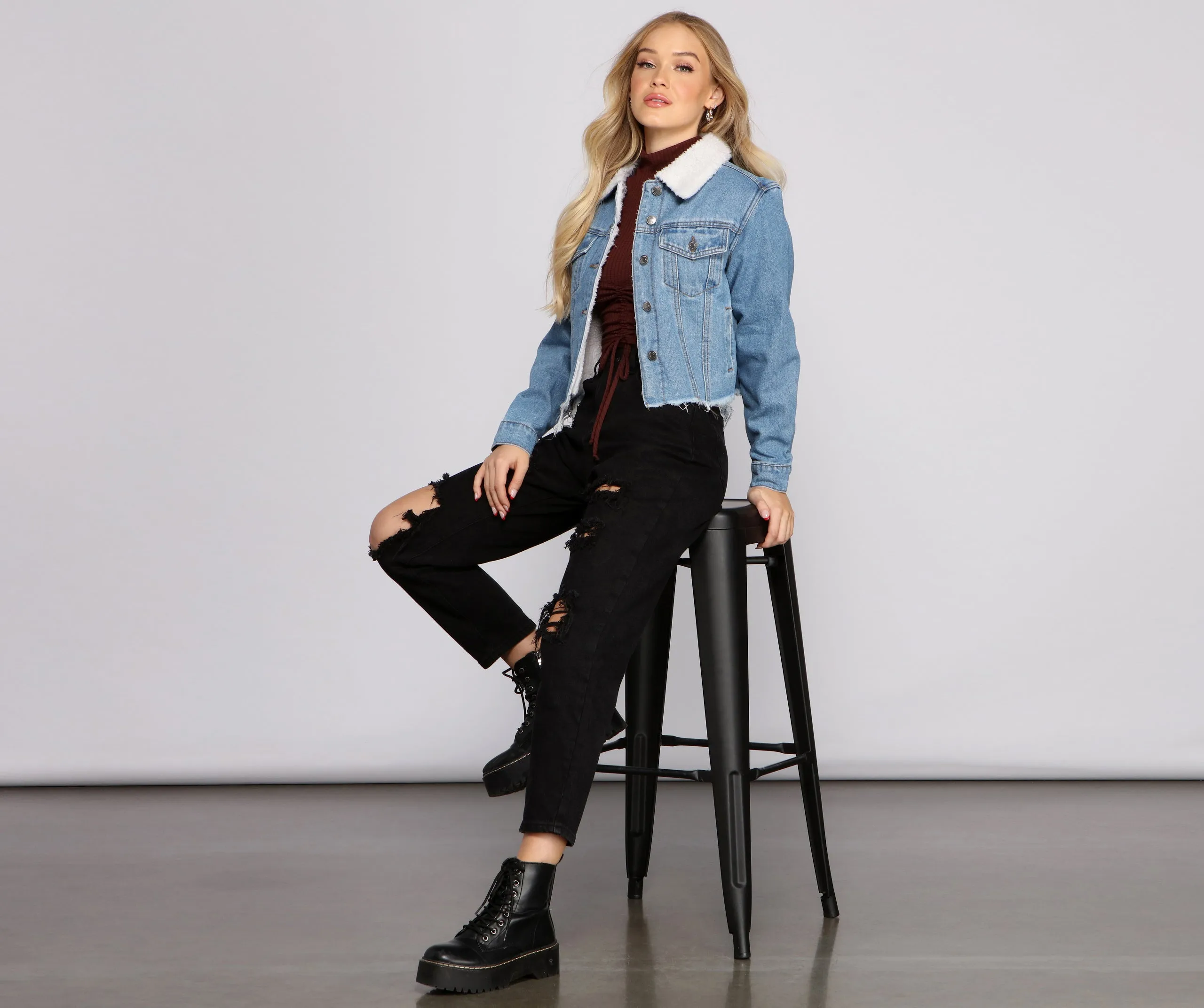 All the Feels Sherpa Lined Denim Jacket