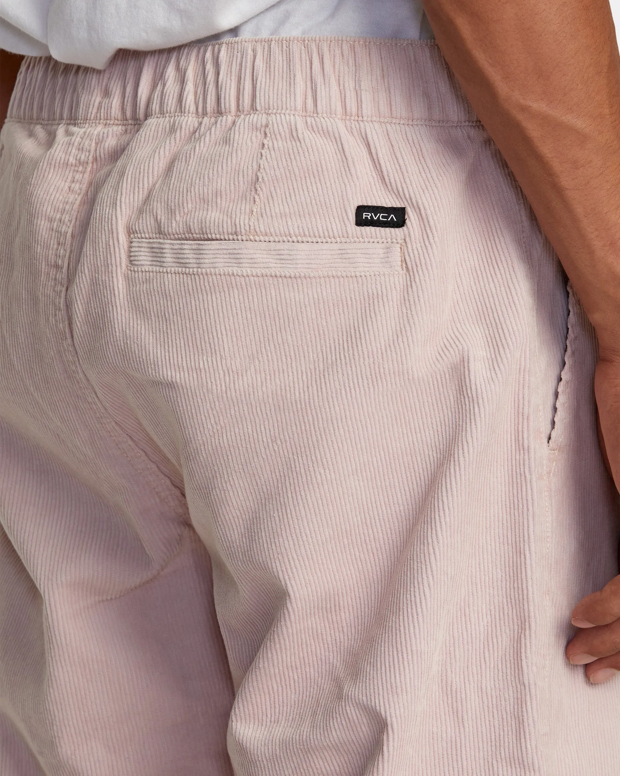 Americana Elastic Waist Cord Pants - Pale Mauve