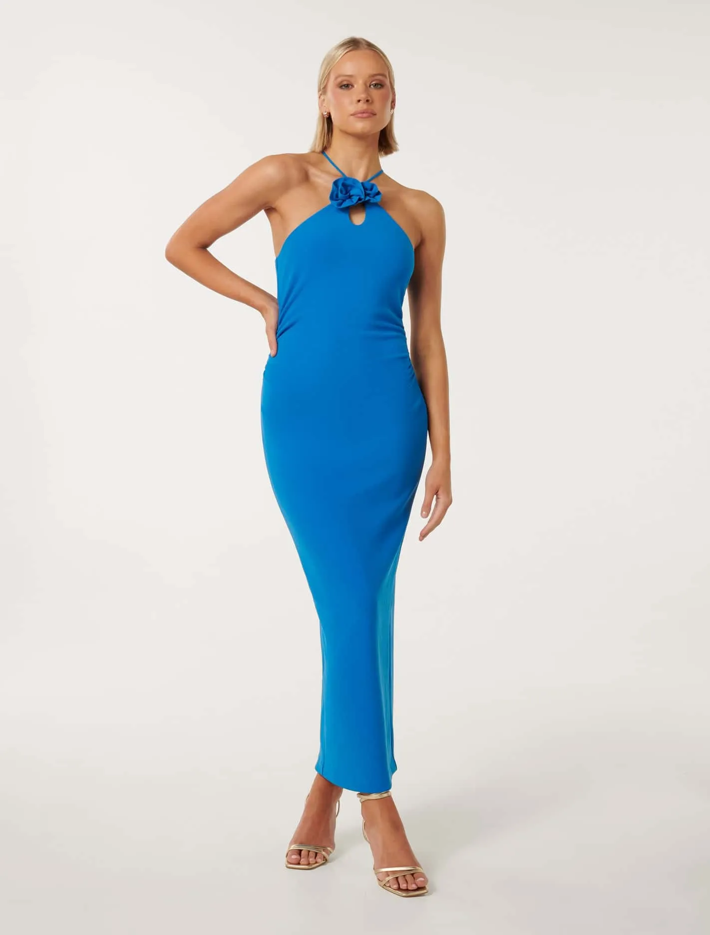 Ariana Rosette Halter Bodycon Dress