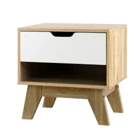 Bedside Table Drawer Nightstand Shelf Cabinet Storage Lamp Side Wooden