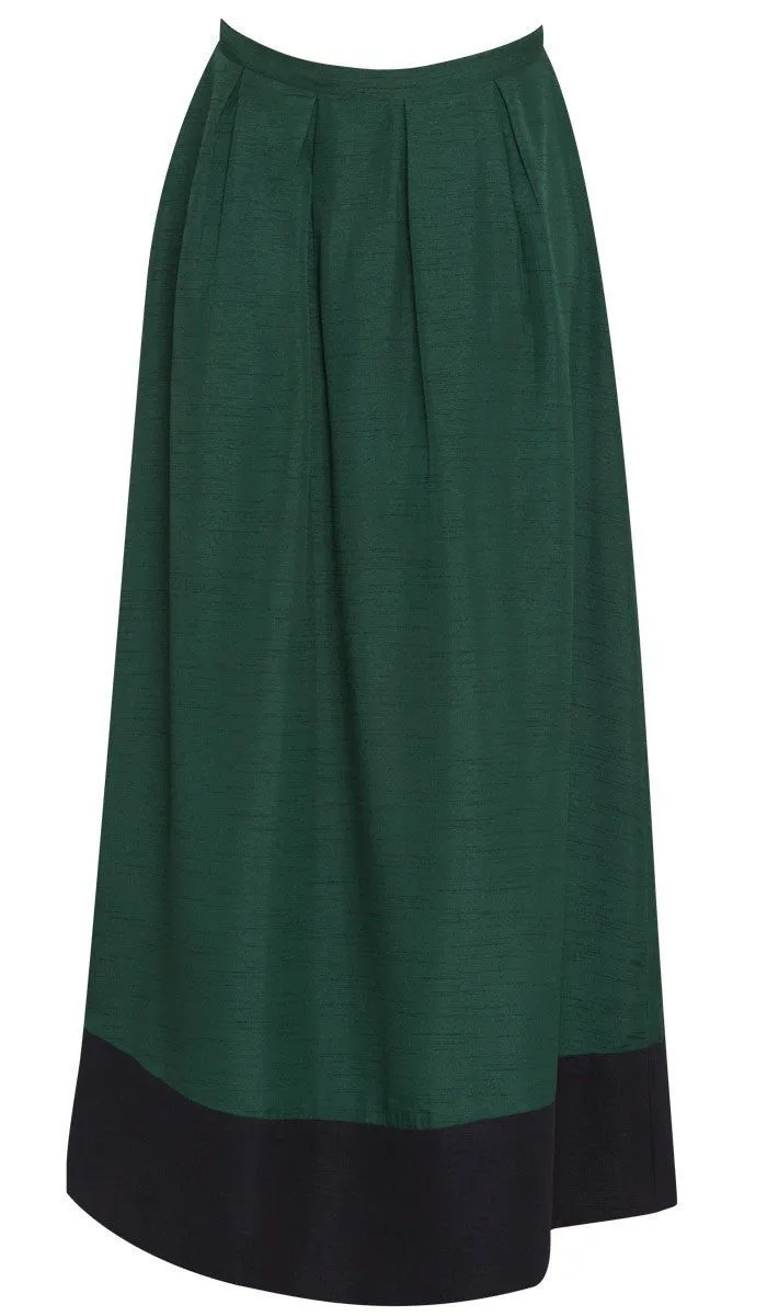 Bella Pleated Formal Long Maxi Skirt - Green - FINAL SALE