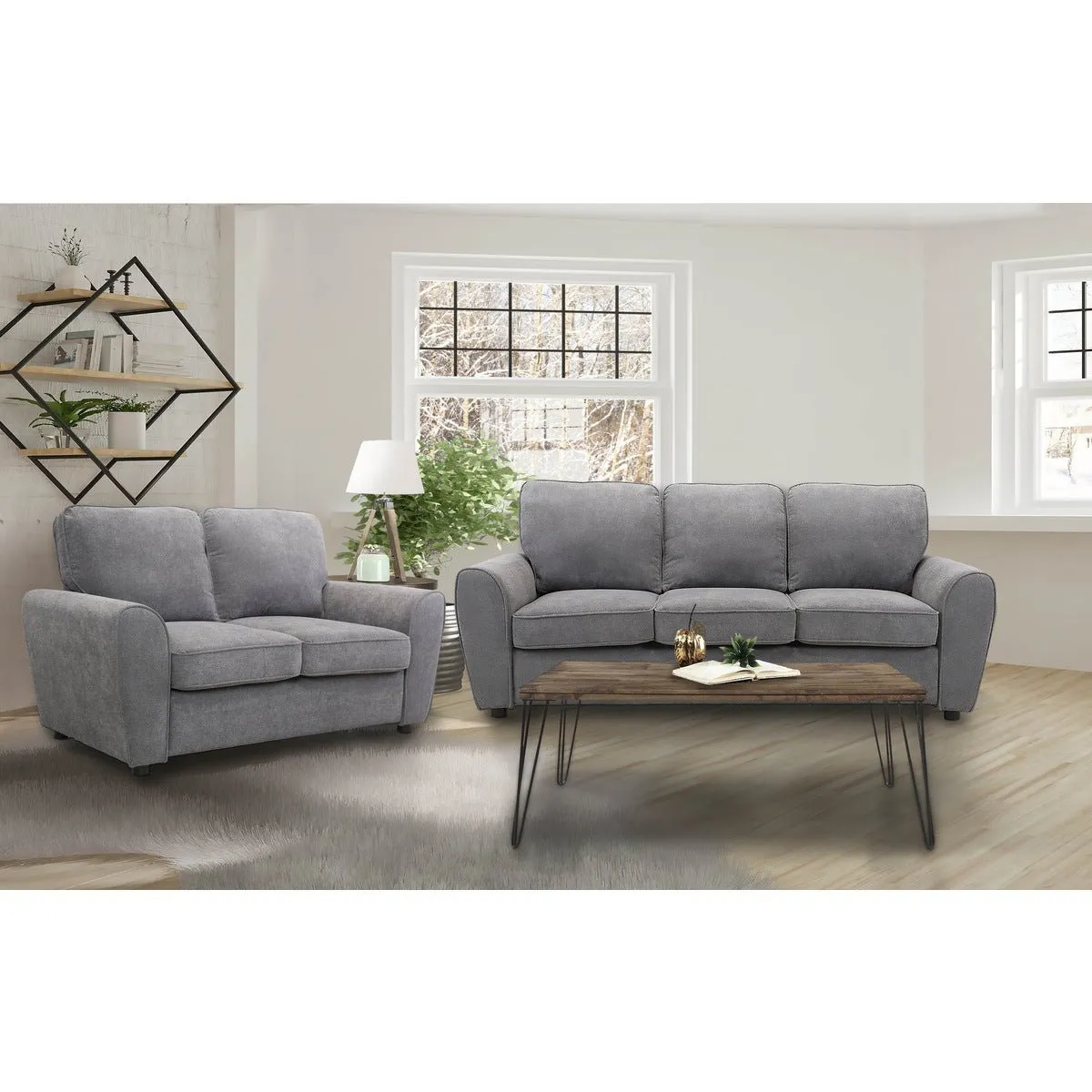 Bethany Collection Sofa Grey Fabric