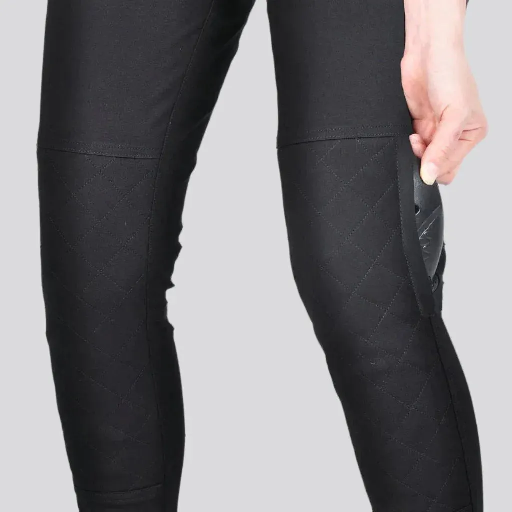 Biker high-waist denim pants for ladies