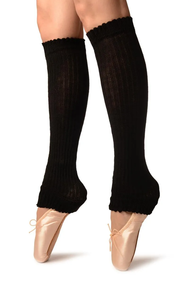 Black Double Rib Stitch Dance/Ballet Leg Warmers