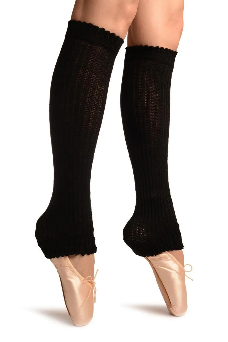 Black Double Rib Stitch Dance/Ballet Leg Warmers