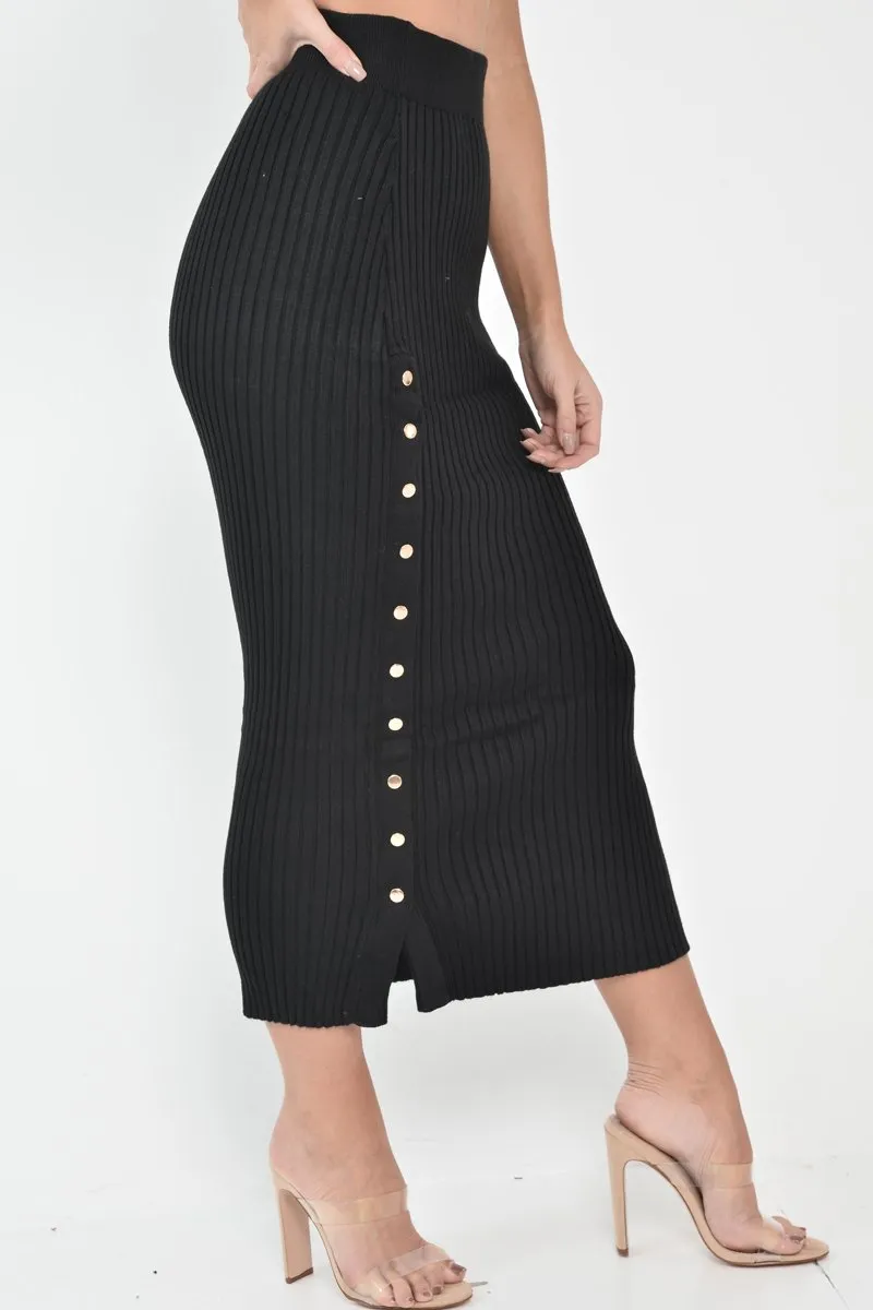 Black Knitted Bandeau And Skirt Co-Ord - Sidra