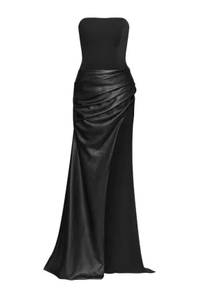 BLACK ROCKILEE SLIT MAXI DRESS