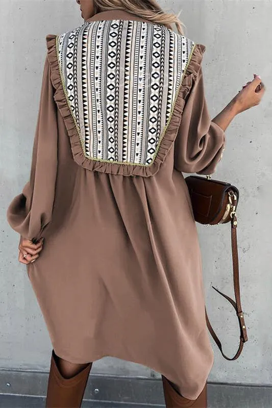 Bohemian Lace-up Ruffles Dress