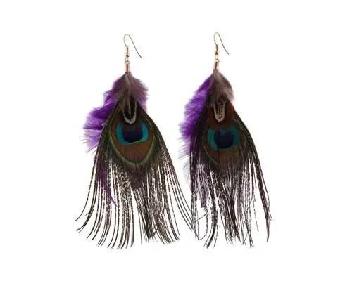 Bohemian Peacock Feather Earrings for Women