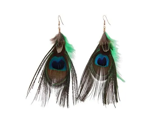 Bohemian Peacock Feather Earrings for Women