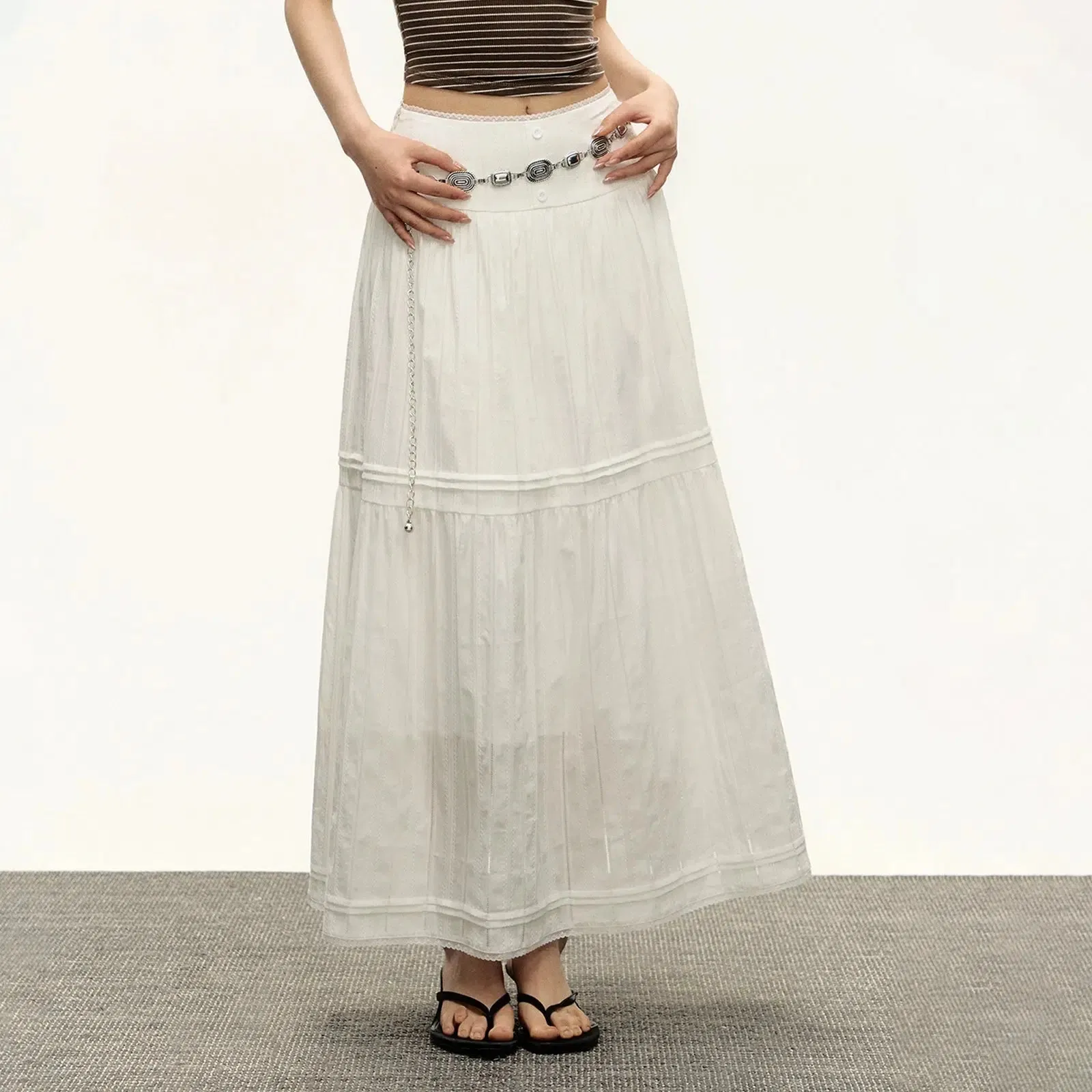 Bohemian-Style Long Pleated Skirt