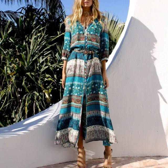 Boho Style Split Summer Dress