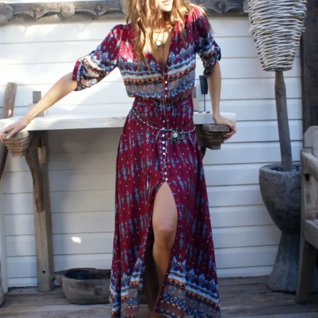 Boho Style Split Summer Dress