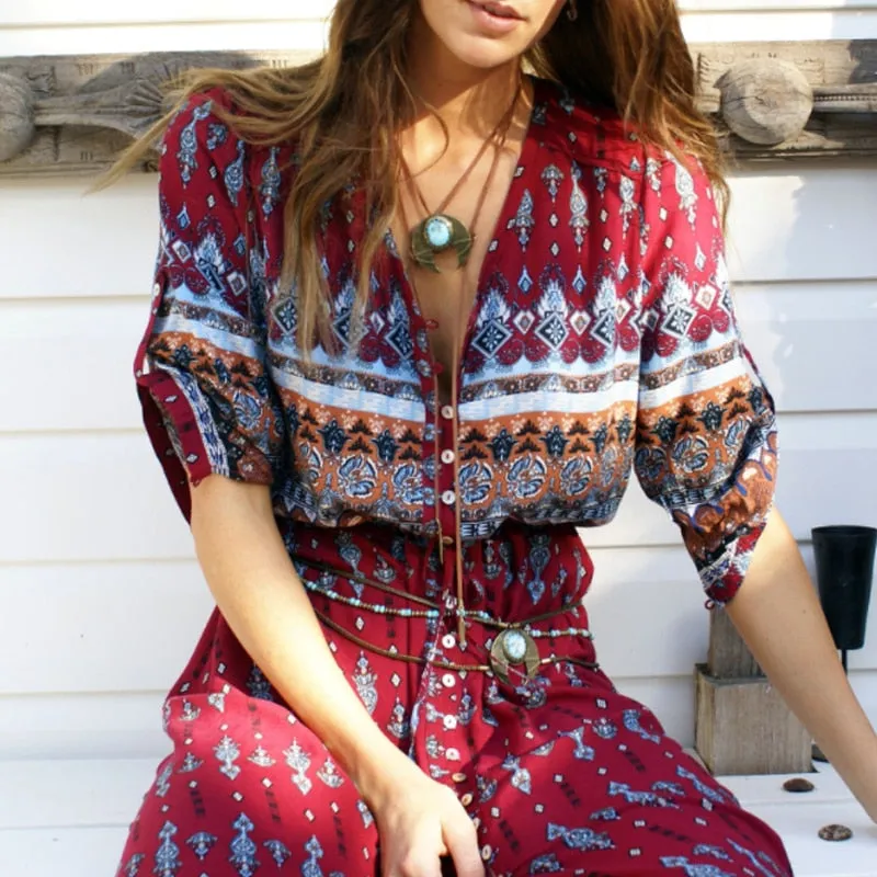 Boho Style Split Summer Dress