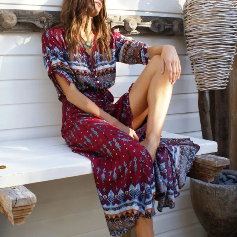 Boho Style Split Summer Dress