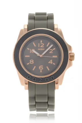 C4918 ROSE GOLD Olive Grey Silicone Watch