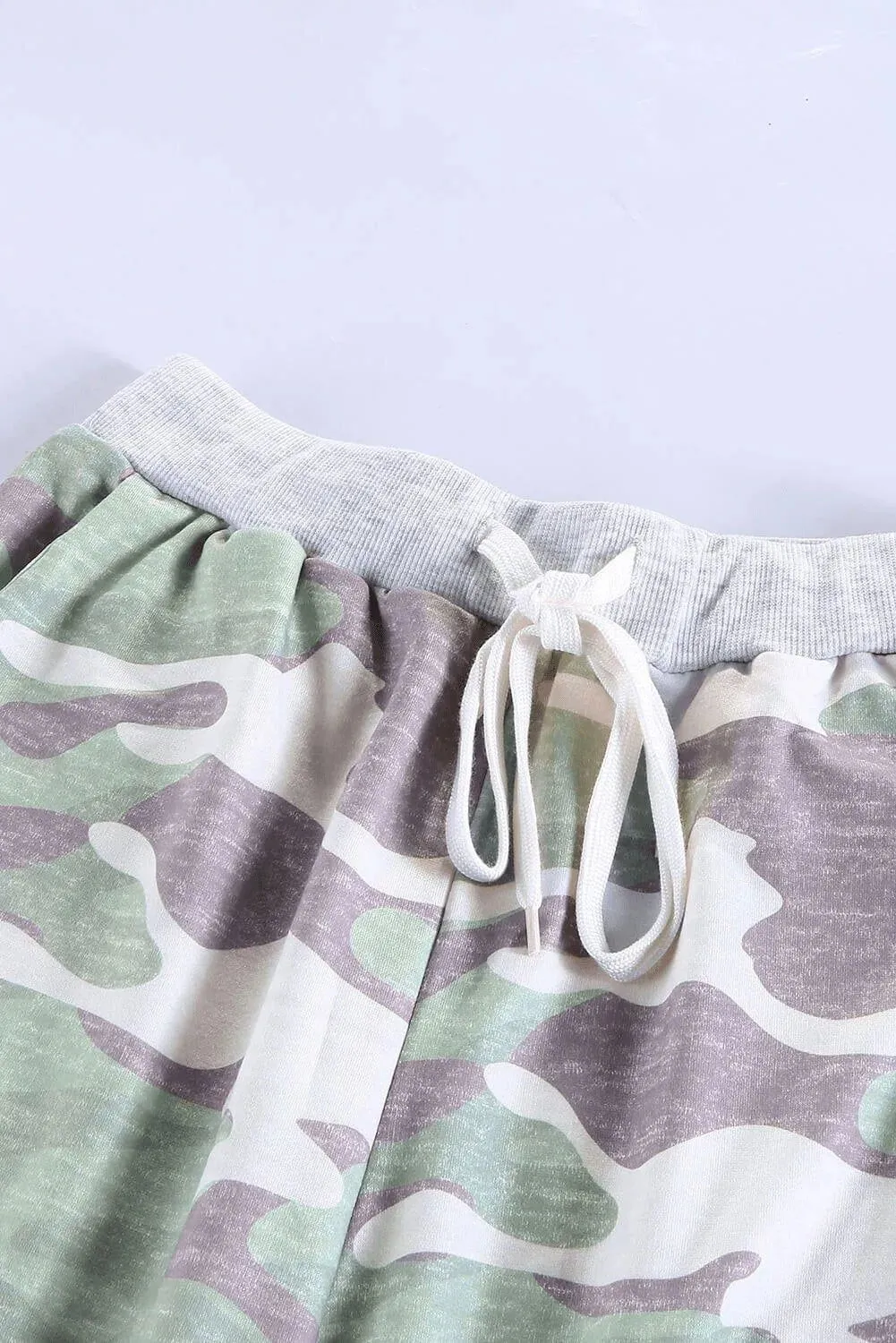 Camo Print Knit Sport Pants Green