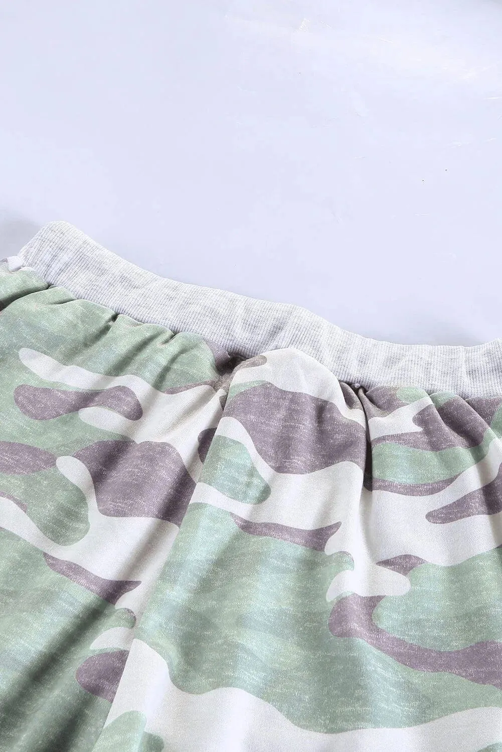 Camo Print Knit Sport Pants Green