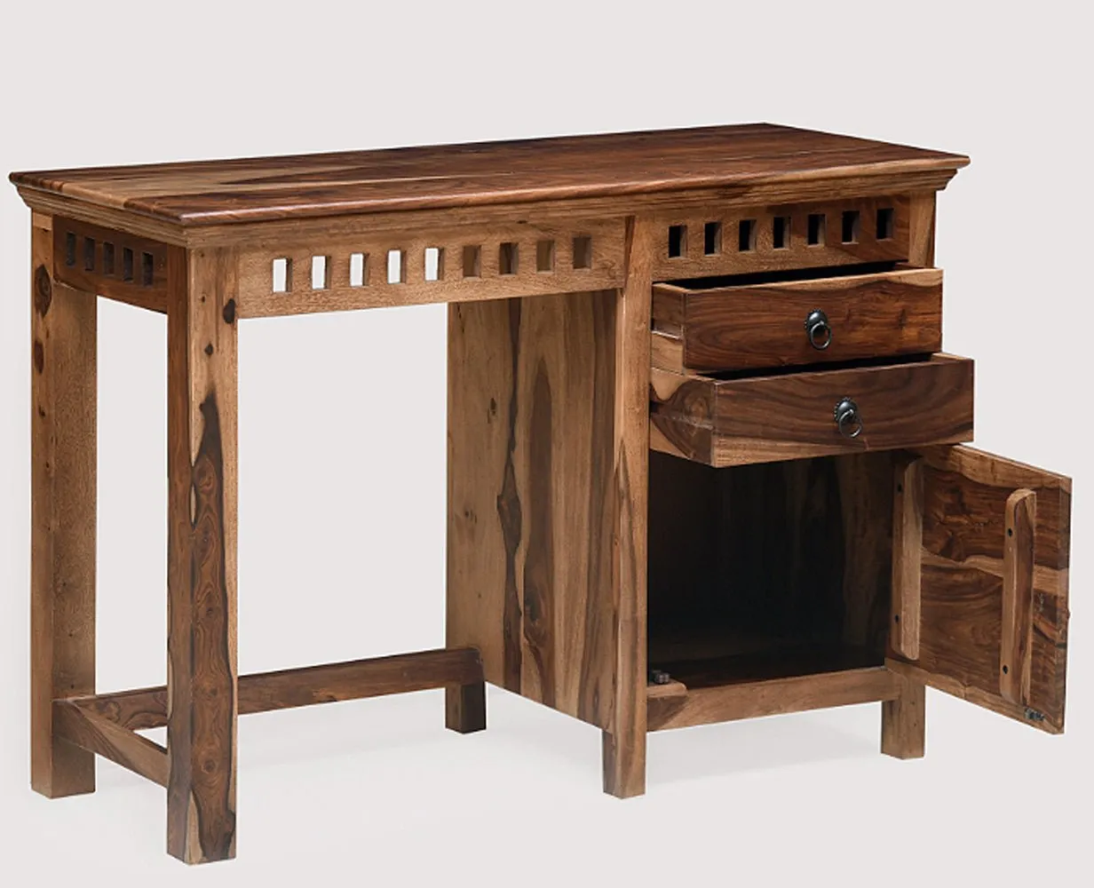 Cape Town Solid Wood Writing Study Table, Study Laptop Desk with Two Drawers & One Door including Chair