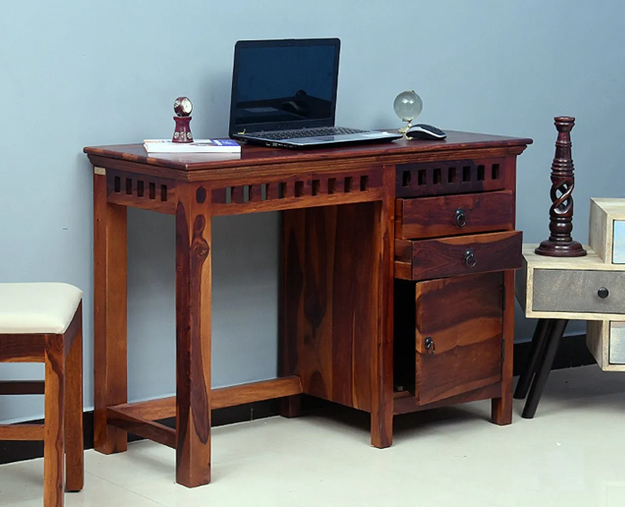 Cape Town Solid Wood Writing Study Table, Study Laptop Desk with Two Drawers & One Door including Chair