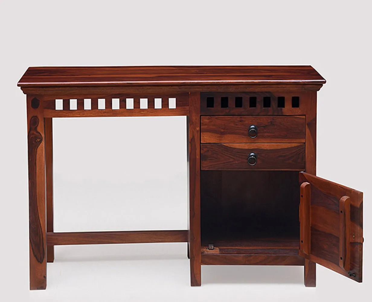 Cape Town Solid Wood Writing Study Table, Study Laptop Desk with Two Drawers & One Door including Chair