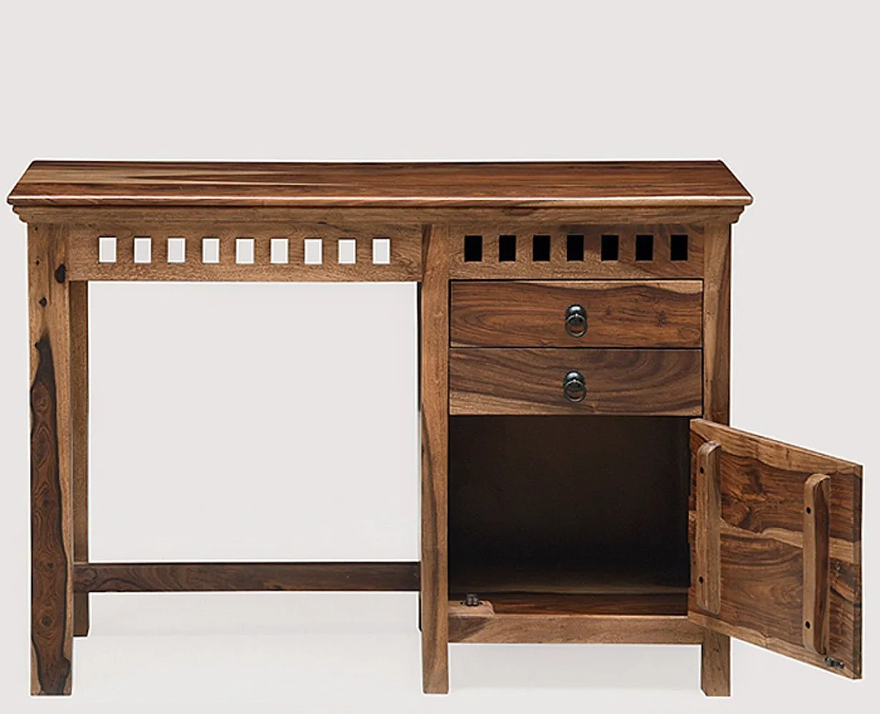 Cape Town Solid Wood Writing Study Table, Study Laptop Desk with Two Drawers & One Door including Chair