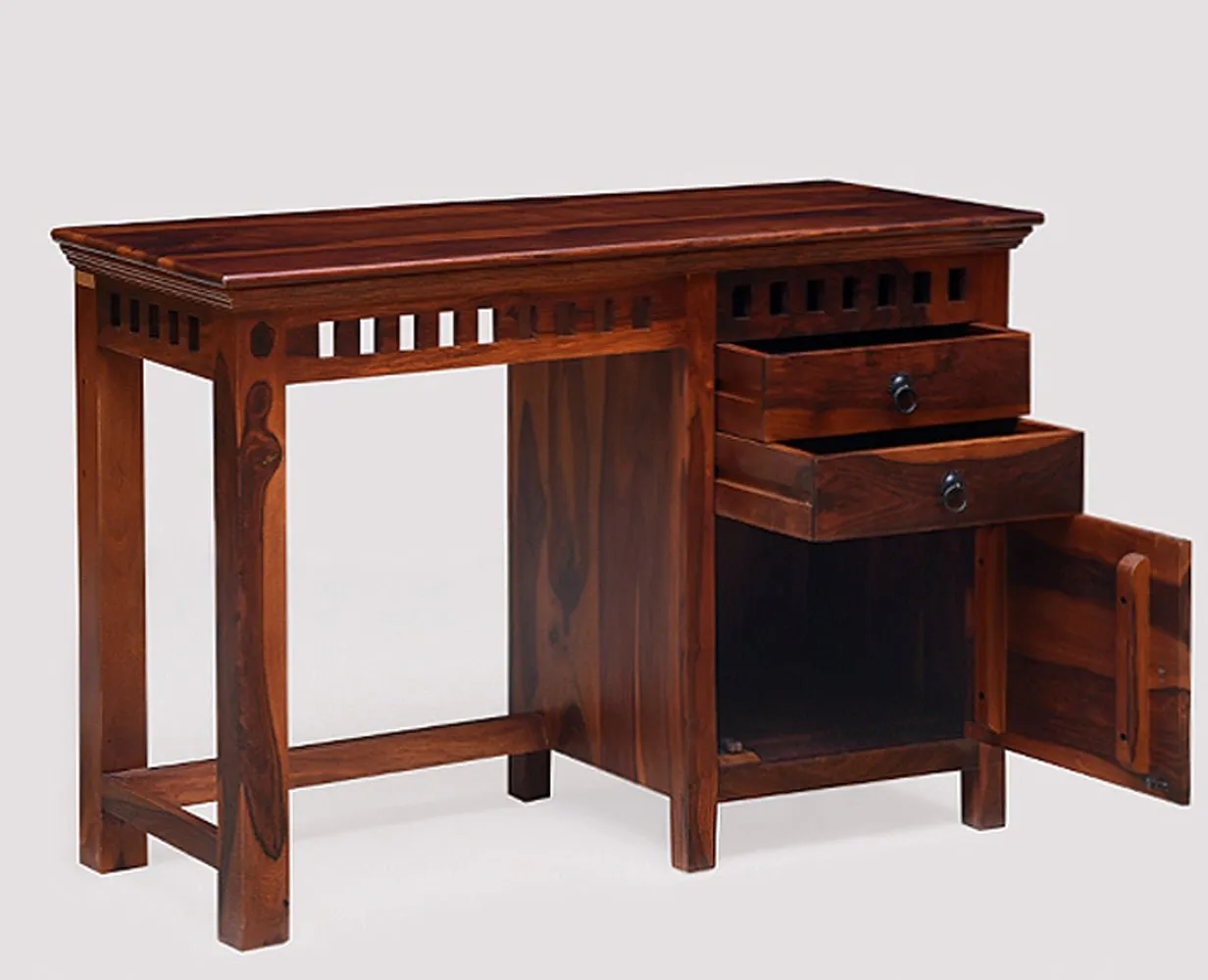 Cape Town Solid Wood Writing Study Table, Study Laptop Desk with Two Drawers & One Door including Chair