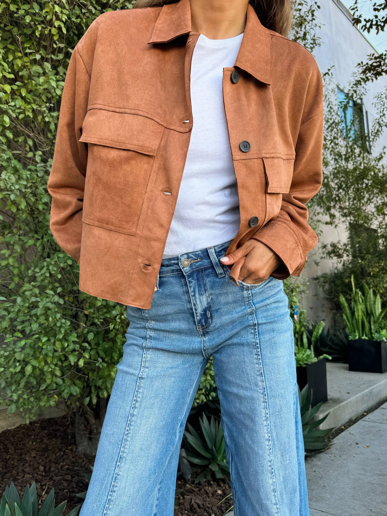 Carson Suede Jacket in Camel