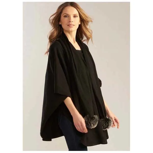 Charlie Paige Black Cape/Kimono with Scarf